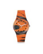 SWATCH BARNS-GRAHAM'S ORANGE AND RED ON PINK